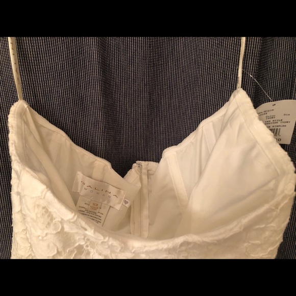 David’s Bridal sz 16W Ivory Corded Lace Strapless Wedding Gown NWT - Picture 4 of 7